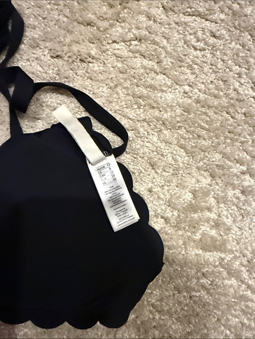 Sea Level size 6bottom/8top. Black Scalloped Edge Bikini Set - Picture 2 of 3